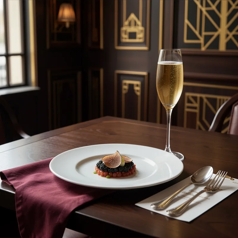 Salle à manger élégante d'un restaurant de luxe à Paris avec nappes blanches et couverts en argent